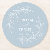 ユーカリプトゥスダスティブルーカスタムウェディング紙コースター ラウンドペーパーコースター (正面)