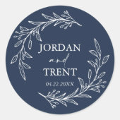 ユーカリプトゥスネイビーブルーカスタムウェディングシール ラウンドシール (正面)