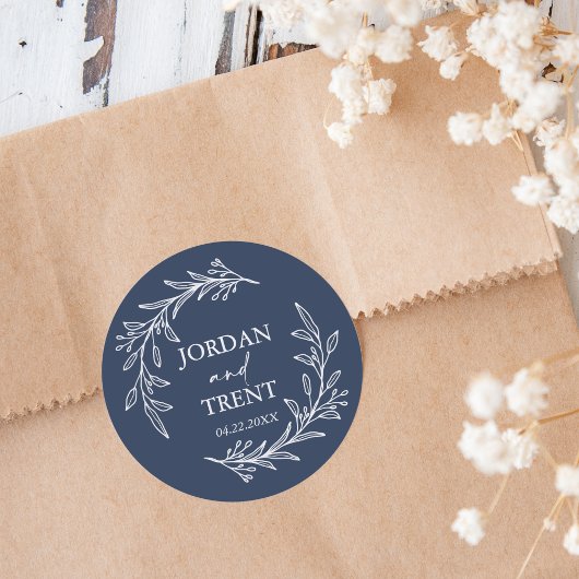 ユーカリプトゥスネイビーブルーカスタムウェディングシール ラウンドシール