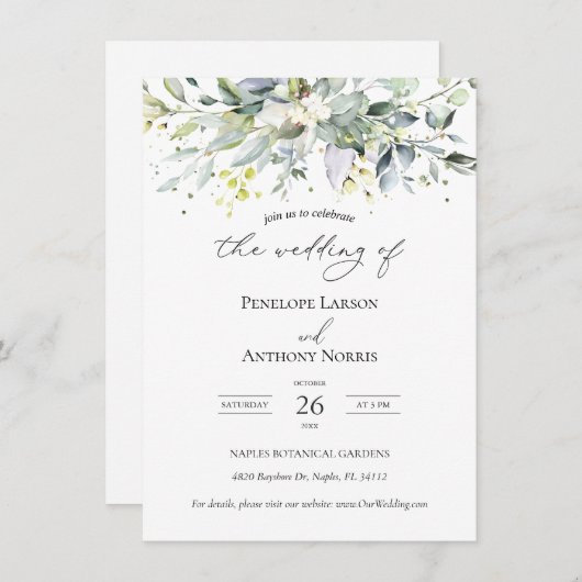 ユーカリプトゥスハーブリーフ結婚式招待状 エンクロージャーカード (正面/裏面)