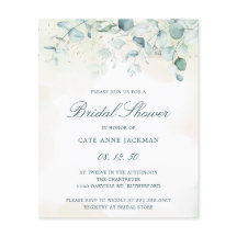 ユーカリプトゥスバジェットブライダルシャワー招待