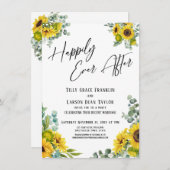 ユーカリプトゥスヒマワリの後の幸せなパーティー 招待状 (正面/裏面)