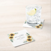 ユーカリプトゥスヒマワリフローラ結婚式の日付を保存 スクエアペーパーコースター (インサイチュ)