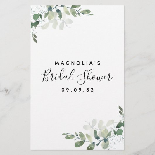 ユーカリプトゥスビンゴブライダルシャワーゲーム (裏面)