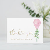 ユーカリプトゥスピンクバルーンありがとう カード (スタンド正面)
