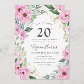 ユーカリプトゥスピンクフローラ20誕生日 招待状 (正面/裏面)
