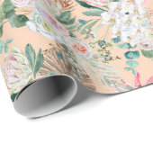 ユーカリプトゥスピンクホワイトフローラボホブライダル誕生日 ラッピングペーパー (ロールコーナー)