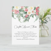 ユーカリプトゥスピンクホワイトローズフローラ結婚ズ サンキューカード (スタンド正面)
