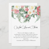 ユーカリプトゥスピンクホワイトローズフローラ結婚ズ サンキューカード (正面/裏面)