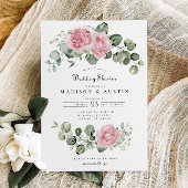 ユーカリプトゥスピンクローズフローラアーチウェディングシャワー 招待状