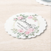 ユーカリプトゥスピンクローズフローラ100thバースデーパーティー ペーパーコースター (アングル)