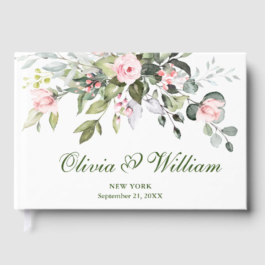 ユーカリプトゥスピンク赤面バラ結婚ズ ゲストブック (正面)