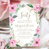 ユーカリプトゥスピンク金ゴールドフローラ60th60誕生日 招待状