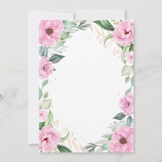 ユーカリプトゥスピンク金ゴールドフローラ80th八十誕生日 招待状 (裏面)