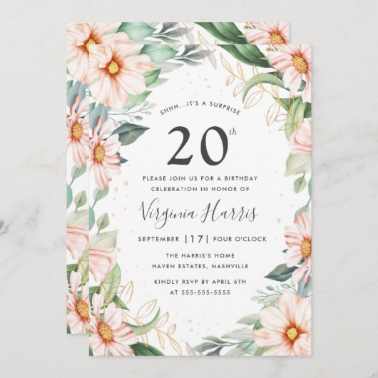 ユーカリプトゥスピーチフローラ20th誕生日 招待状 (正面/裏面)