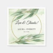 ユーカリプトゥスフレームグリーン金ゴールドの結婚葉 スタンダードカクテルナプキン (正面)