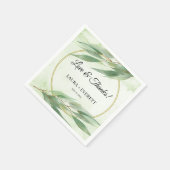 ユーカリプトゥスフレームグリーン金ゴールドの結婚葉 スタンダードカクテルナプキン (角)