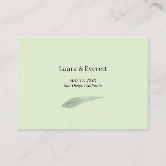 ユーカリプトゥスフレームグリーン金ゴールド結婚葉のアドバイス エンクロージャーカード (裏面)