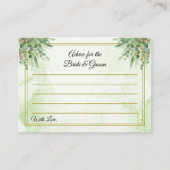 ユーカリプトゥスフレームグリーン金ゴールド結婚葉のアドバイス エンクロージャーカード (正面)