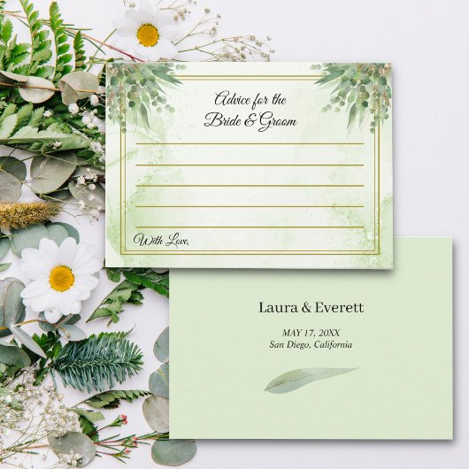 ユーカリプトゥスフレームグリーン金ゴールド結婚葉のアドバイス エンクロージャーカード