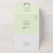 ユーカリプトゥスフレームグリーン金ゴールド茎葉水彩 オールインワン招待状 (外側)