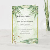 ユーカリプトゥスフレームグリーン金ゴールド茎葉水彩 招待状 (正面)