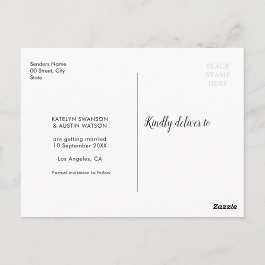 ユーカリプトゥスフレームレタリングウェディング日付を保存 ポストカード (裏面)