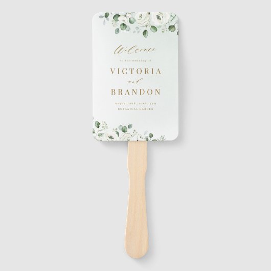 ユーカリプトゥスフローラ素朴な結婚式プログラム ハンドファン (正面)
