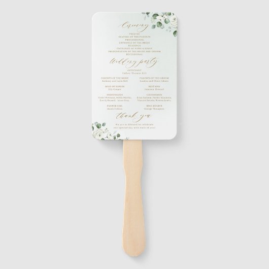 ユーカリプトゥスフローラ素朴な結婚式プログラム ハンドファン (裏面)