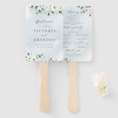 ユーカリプトゥスフローラ素朴な結婚式プログラム ハンドファン (正面&裏面)