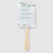 ユーカリプトゥスフローラ素朴な結婚式プログラム ハンドファン (正面)