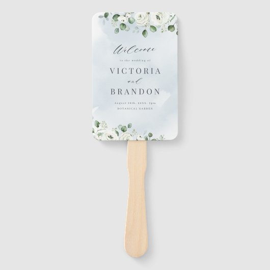 ユーカリプトゥスフローラ素朴な結婚式プログラム ハンドファン (正面)
