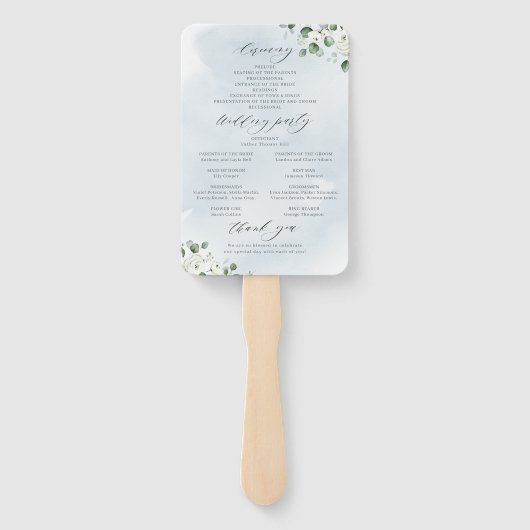 ユーカリプトゥスフローラ素朴な結婚式プログラム ハンドファン (裏面)