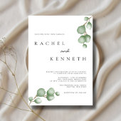 ユーカリプトゥスブラック&ホワイトミニマリスト写真結婚式 招待状