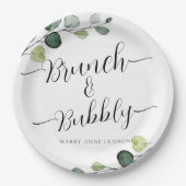ユーカリプトゥスブランチアンドバブリーブライダルシャワー ペーパープレート (正面)