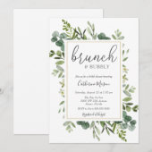 ユーカリプトゥスブランチアンドバブリーブライダルシャワー 招待状 (正面/裏面)