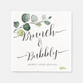 ユーカリプトゥスブランチ&バブリーブライダルシャワーナプキンス スタンダードカクテルナプキン (正面)