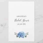 ユーカリプトゥスブルーアジサイブライダルシャワーゲーム (裏面)