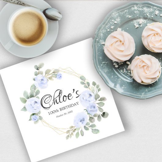 ユーカリプトゥスブルーバラフローラ100thバースデーパーティー スタンダードランチョンナプキン