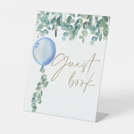 ユーカリプトゥスブルーバルーンベビーシャワーゲストブック 台座サイン