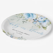 ユーカリプトゥスブルーフローラベビーイン開花ベイビーシャワー ペーパープレート (アングル)