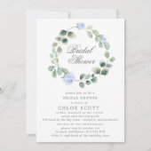 ユーカリプトゥスブルーフローラリースブライダルシャワー 招待状 (正面)