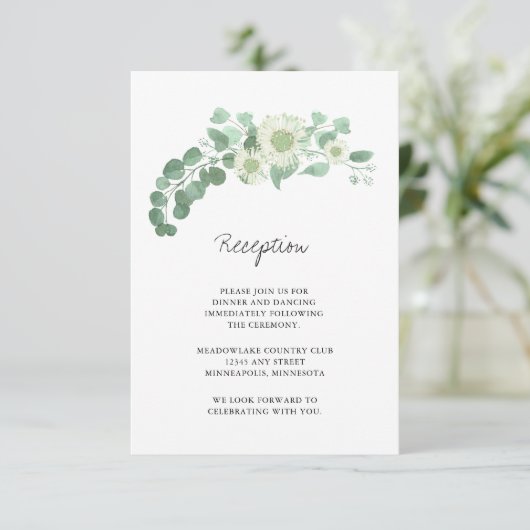 ユーカリプトゥスブルーミンググリーンウェディングレセプション エンクロージャーカード (スタンド正面)