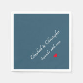 ユーカリプトゥスブルーモノグラムのウェディングパーティーカクテル スタンダードカクテルナプキン (正面)