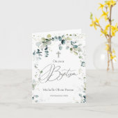 ユーカリプトゥスブロージクロスベビーバプテスマ カード (黄色い花)