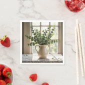 ユーカリプトゥスブーケオンレースタブレクロース スタンダードカクテルナプキン (インサイチュ)