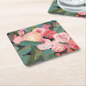 ユーカリプトゥスブーケ スクエアペーパーコースター (アングル)