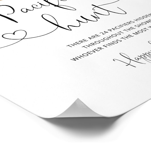 ユーカリプトゥスベアおしゃぶり狩りベビーシャワーゲーム ポスター (角)