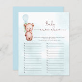 ユーカリプトゥスベアベビー名レースベビーシャワーゲーム (正面/裏面)