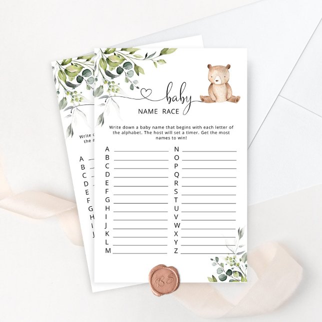 ユーカリプトゥスベアベビー名レースベビーシャワーゲーム (クリエイターアップロード済み)